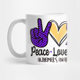 Peace Love Cure Alzheimer Awareness Men Women Kids Mug